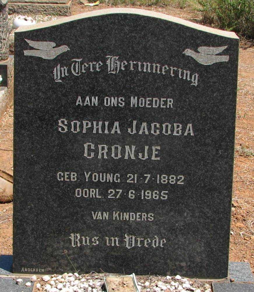CRONJE Sophia Jacoba nee YOUNG 1882-1965
