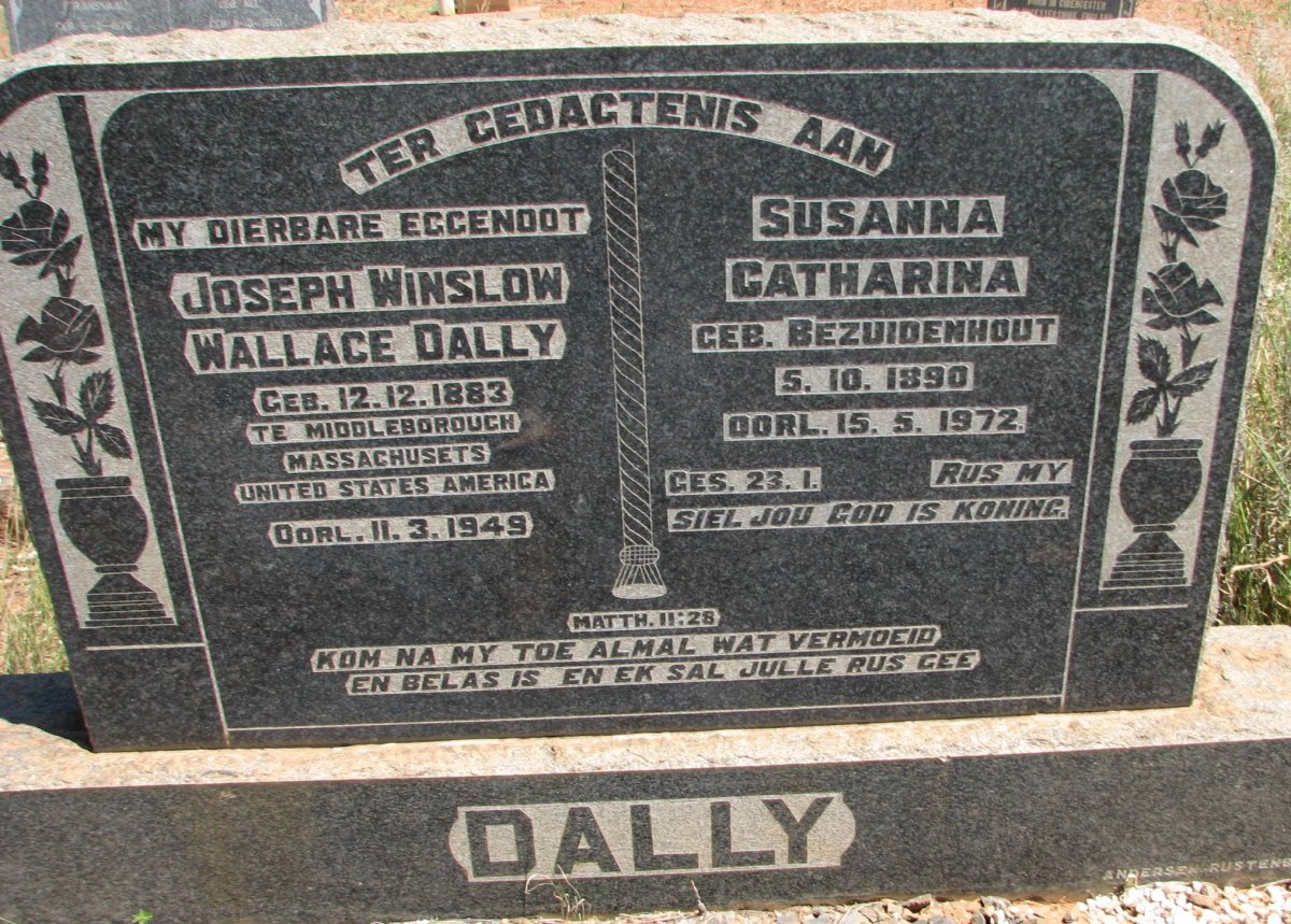 DALLY Joseph Winslow Wallace 1883-1949 &amp; Susanna Catharina BEZUIDENHOUT 1890-1972 
