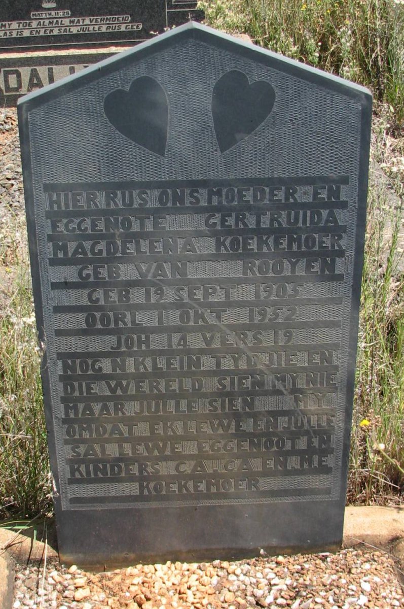 KOEKEMOER Gertruida Magdalena nee VAN ROOYEN 1905-1952