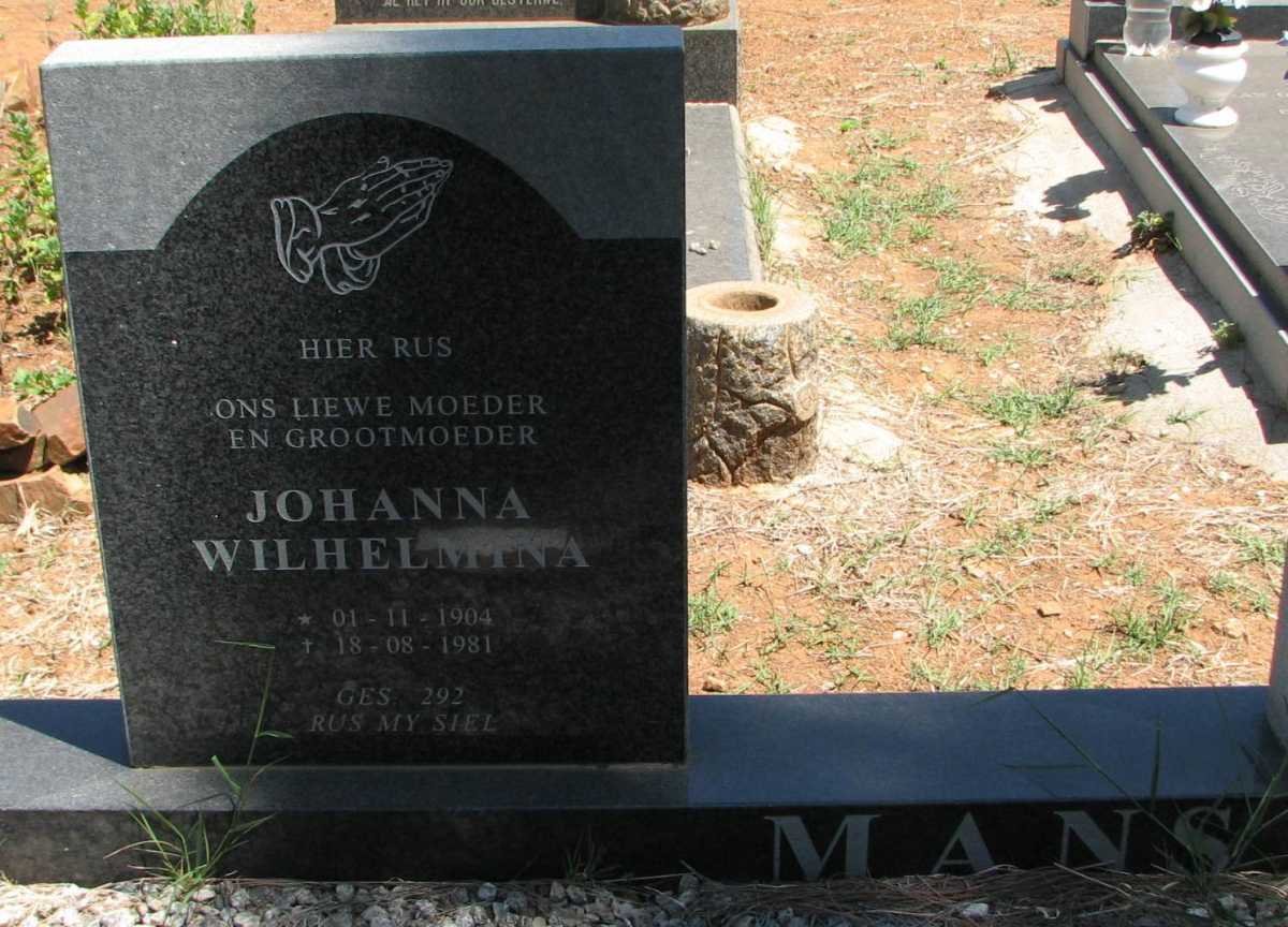 MANS Johanna Wilhelmina 1904-1981
