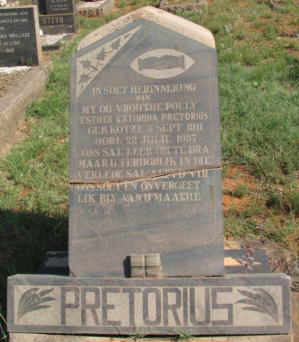 PRETORIUS Polly Esther Kathrina nee KOTZE 1911-1937