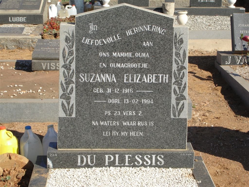 PLESSIS Susanna Elizabeth, du 1916-1994