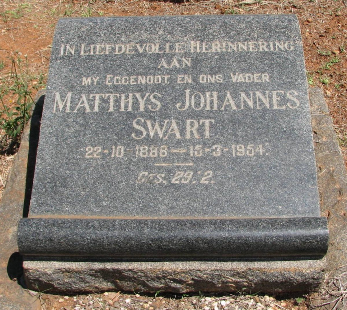 SWART Matthys Johannes 1888-1954