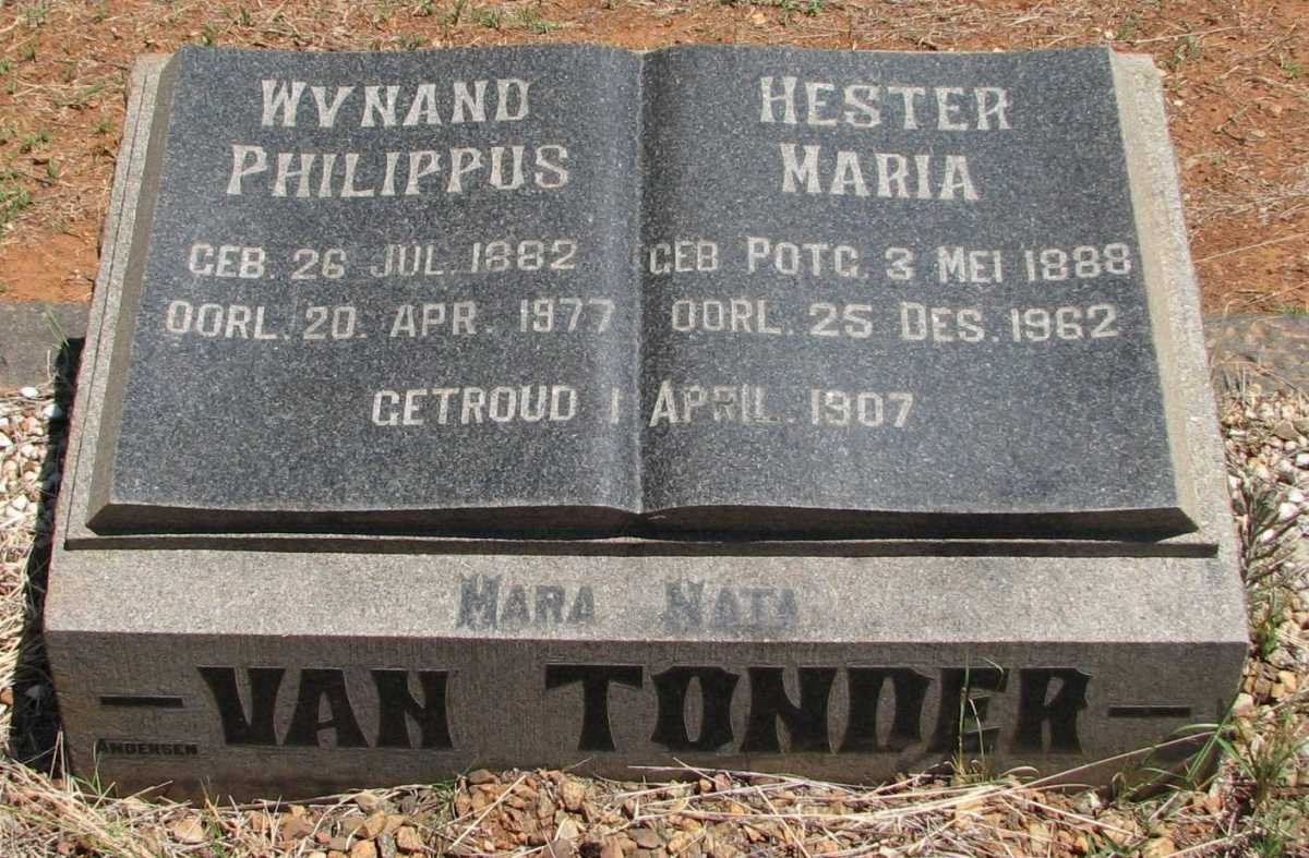 TONDER Wynand Philippus, van 1882-1977 &amp; Hester Maria POTG. 1888-1962