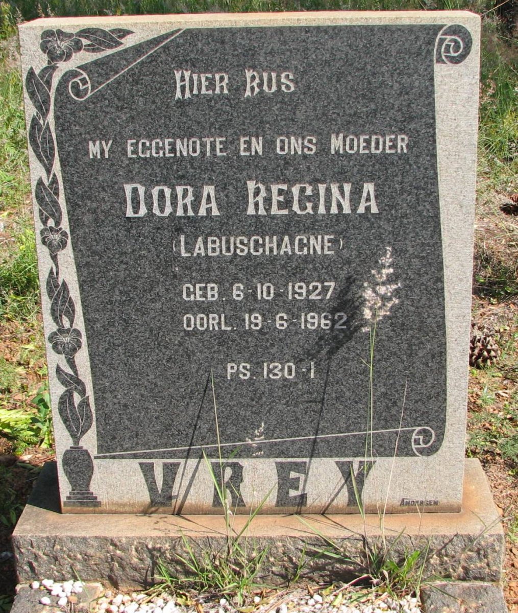 VREY Dora Regina nee LABUSCHAGNE 1927-1962