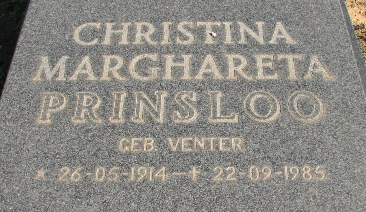 PRINSLOO Christina Marghareta nee VENTER 1914-1985