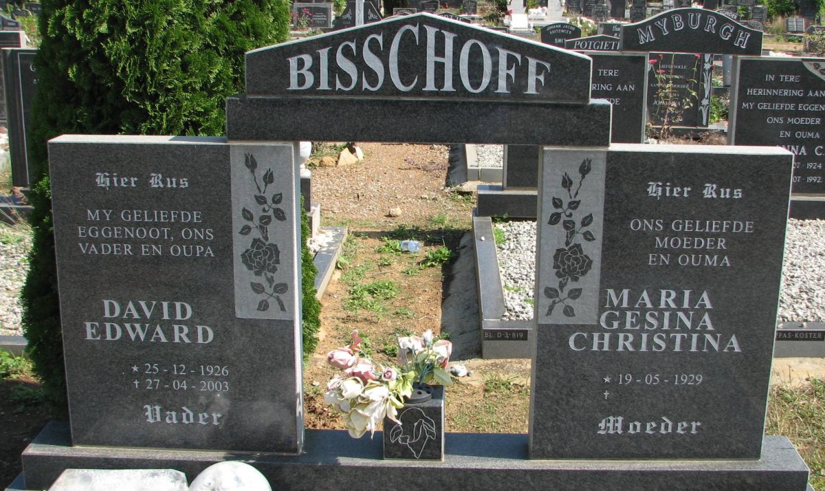 BISSCHOFF David Edward 1926-2003 &amp; Maria Gesina Christina 1929-