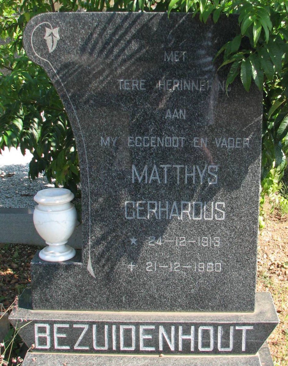 BEZUIDENHOUT Matthys Gerhardus 1913-1980