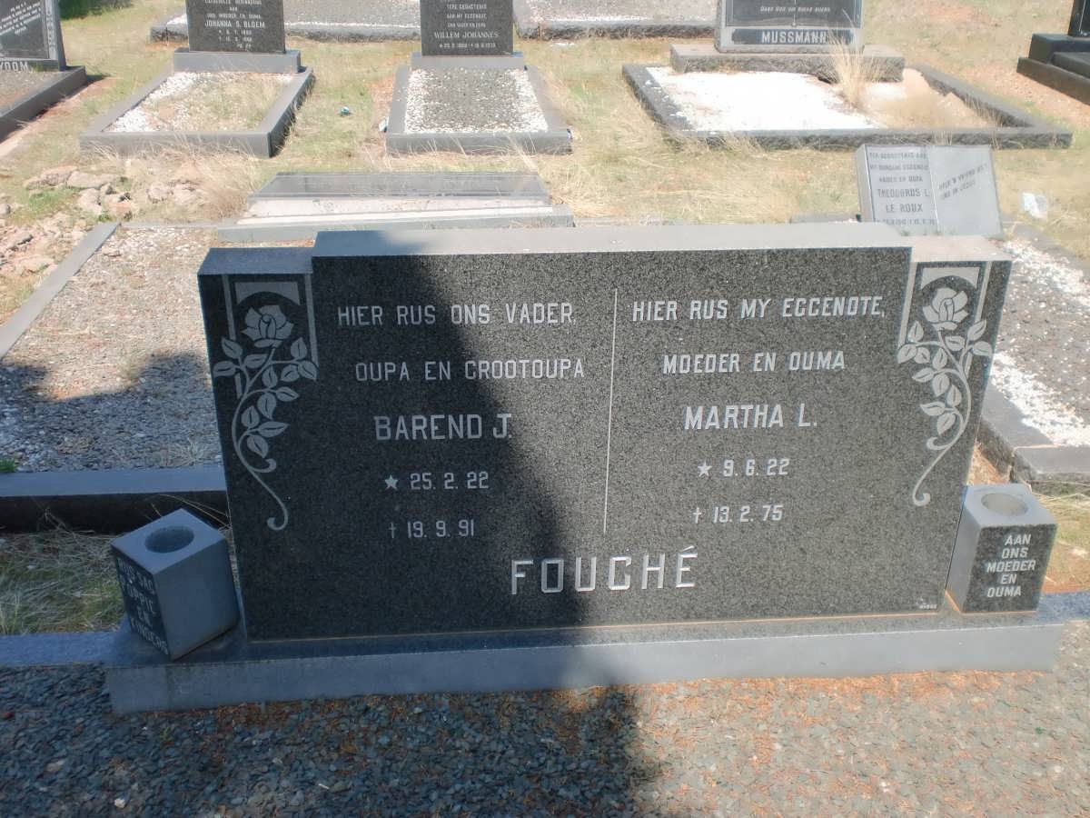 FOUCHE Barend J. 1922-1991 &amp; Martha L. 1922-1975