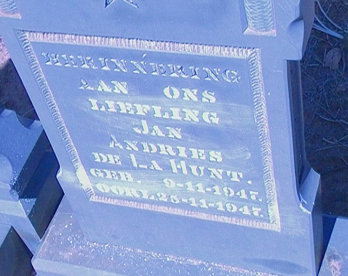 HUNT Jan Andries, de la 1947-1947