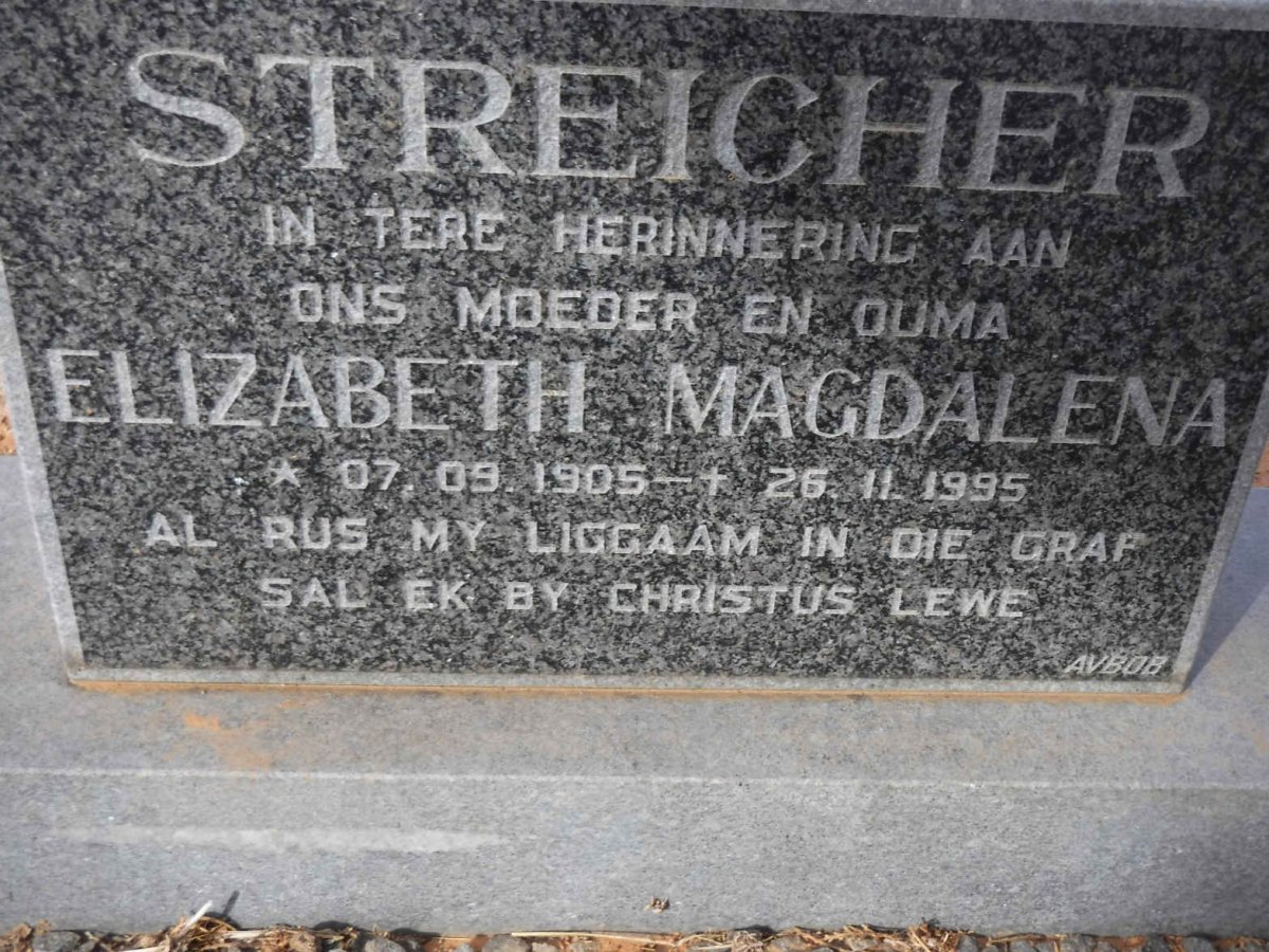 STREICHER Elizabeth Magdalena 1905-1995