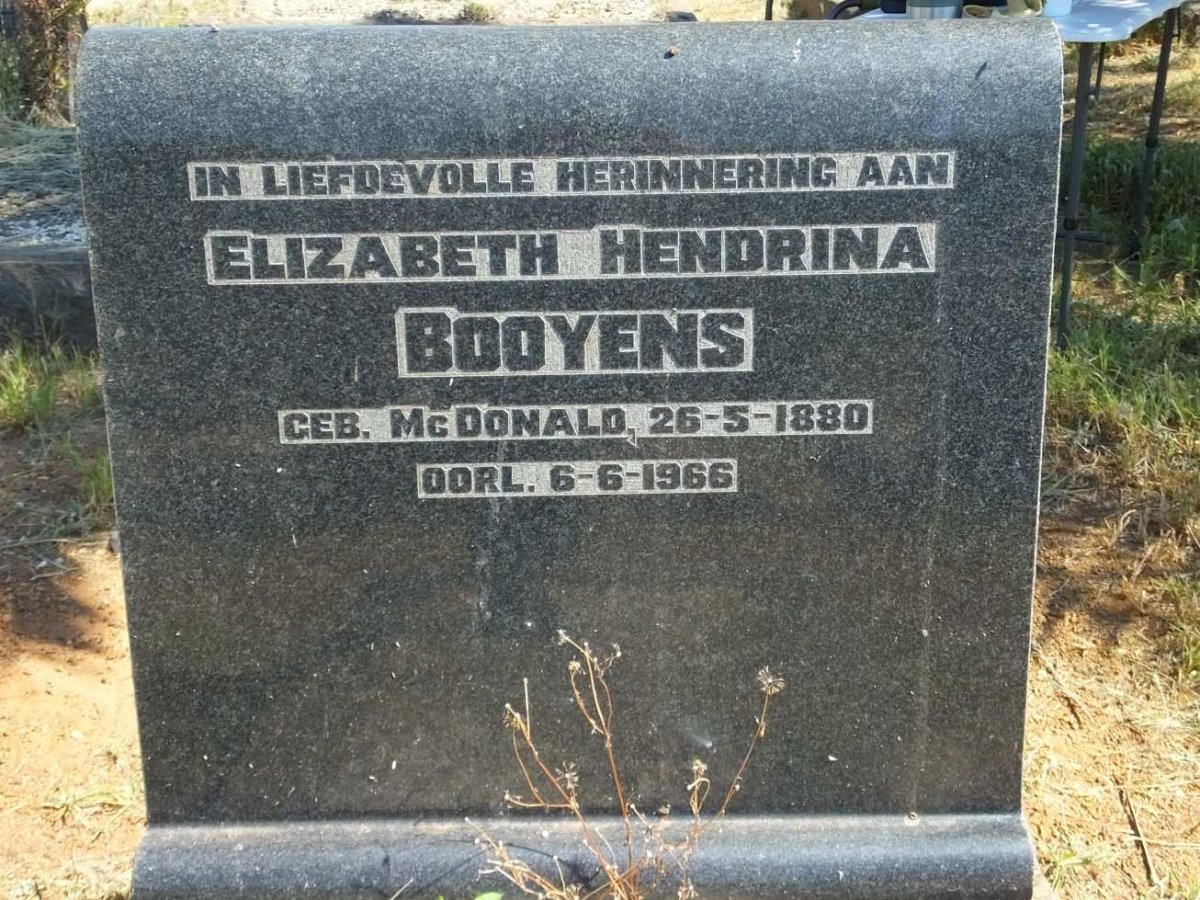 BOOYENS Elizabeth Hendrina nee McDONALD 1880-1966