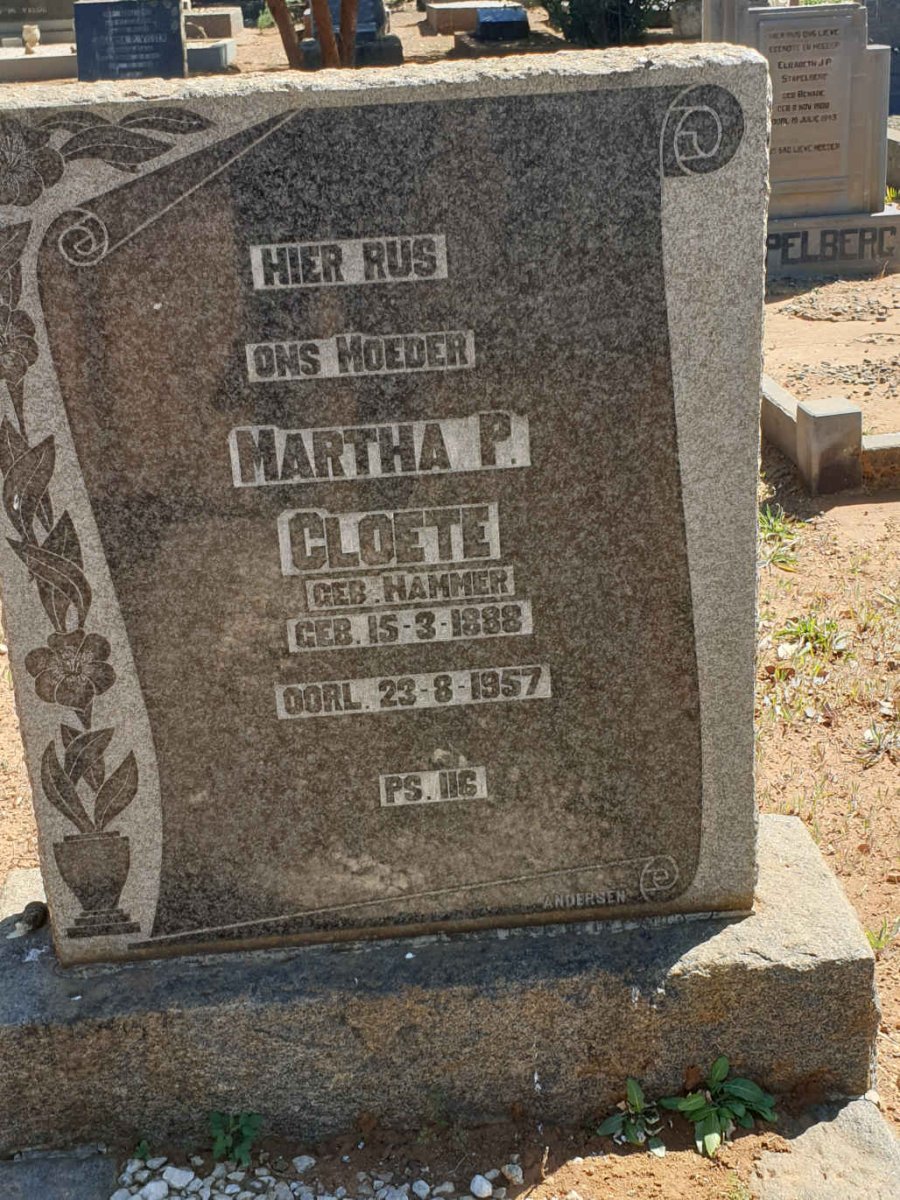 CLOETE Martha P. nee HAMMER 1888-1957
