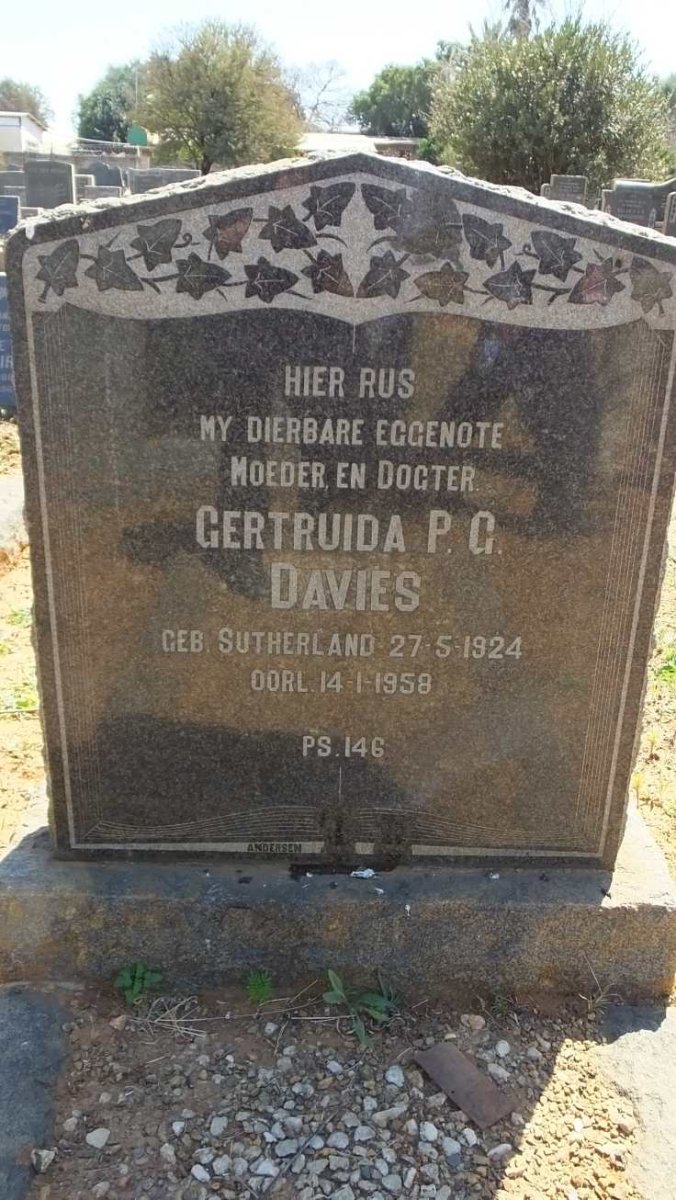 DAVIES Gertruida P.G. nee SUTHERLAND 1924-1958