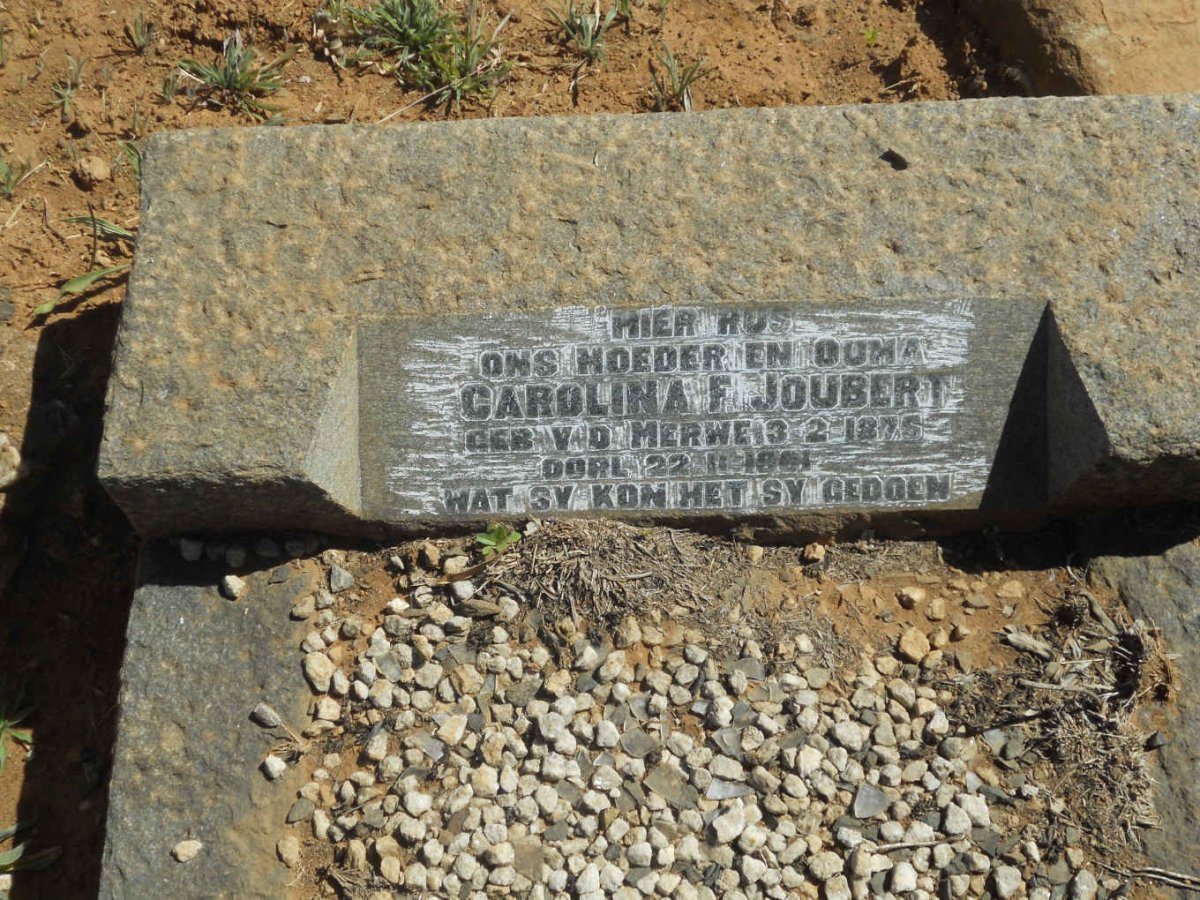 JOUBERT Carolina F. nee V.D. MERWE 1875-1961