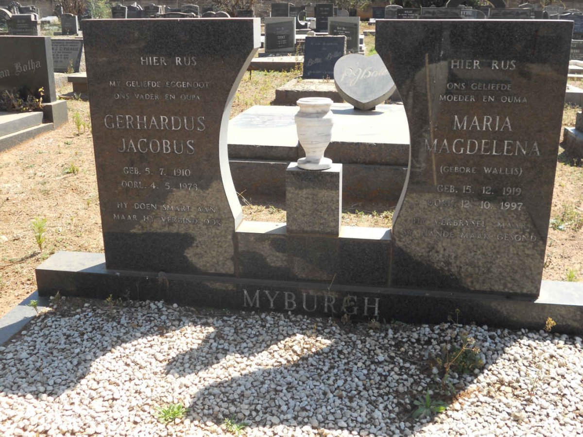 MYBURGH Gerhardus Jacobus 1910-1973 &amp; Maria Magdelena WALLIS 1919-1997
