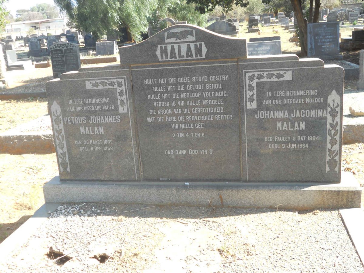MALAN Petrus Johannes 1882-1956 &amp; Johanna Jacomina PAULEY 1884-1964