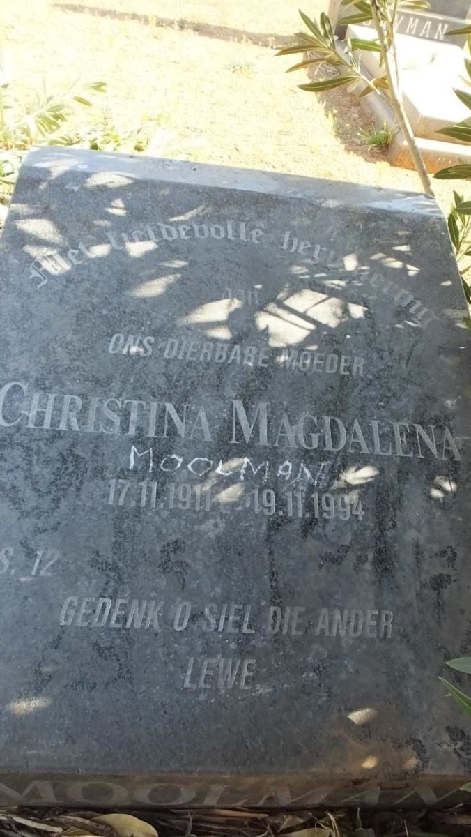 MOOLMAN Christina Magdalena 1911-1994