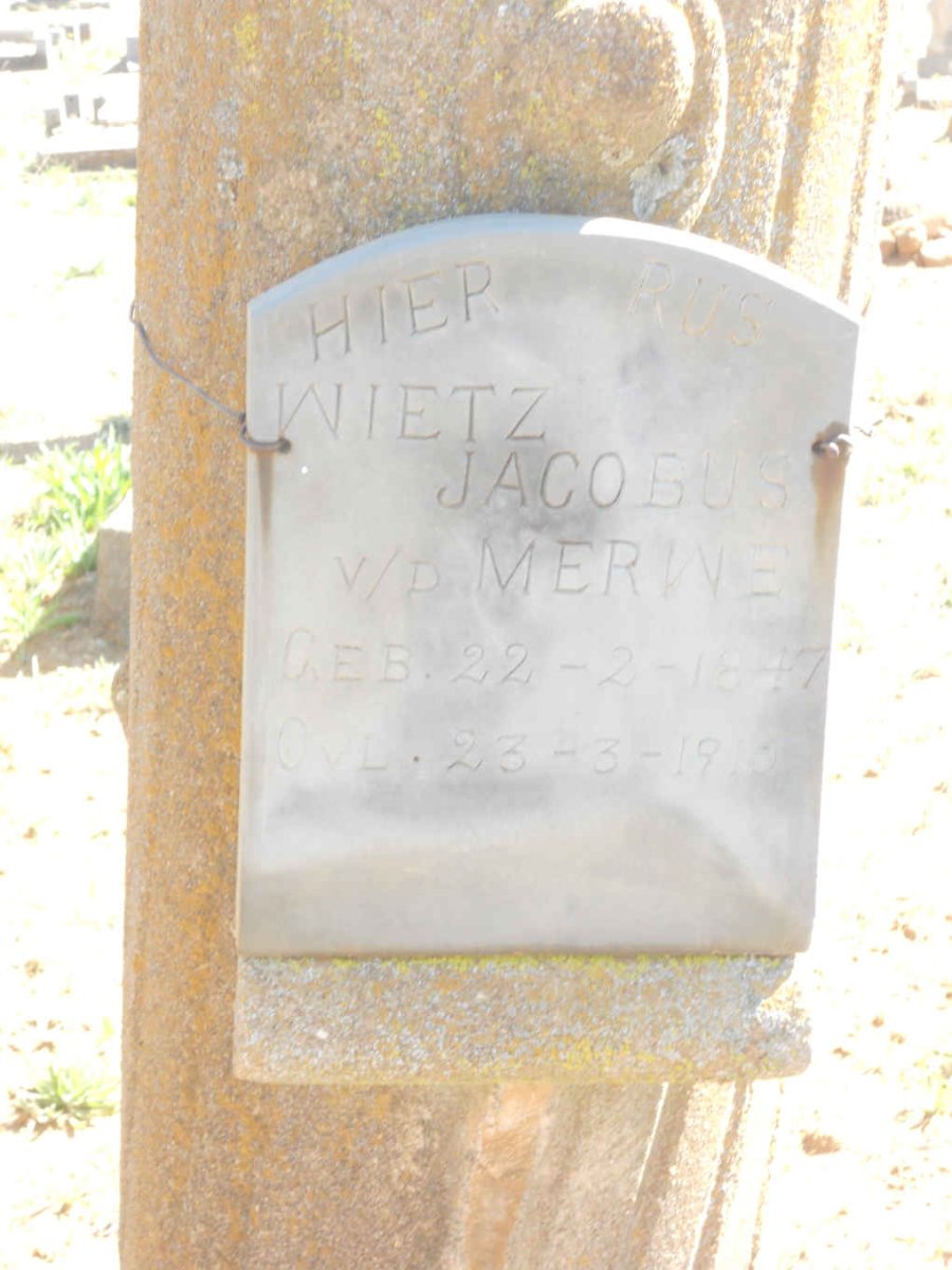 MERWE Wietz Jacobus, v.d. 1847-1915
