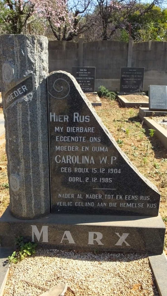MARX Carolina W.P. nee ROUX 1904-1985