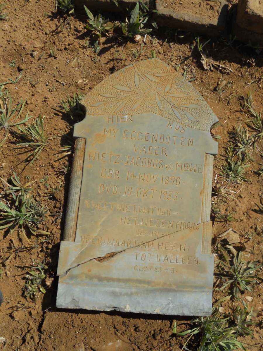 MERWE Wietz Jacobus, v.d. 1890-1933
