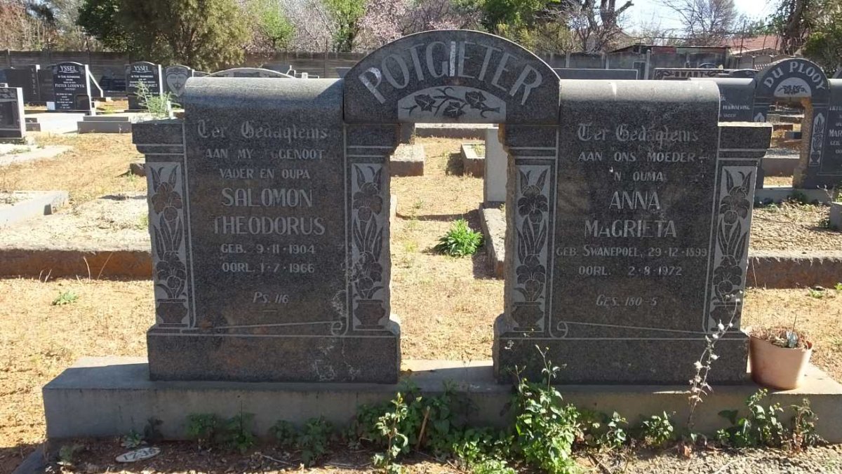 POTGIETER Salomon Theodorus 1904-1966 &amp; Anna Magrieta SWANEPOEL 1899-1972