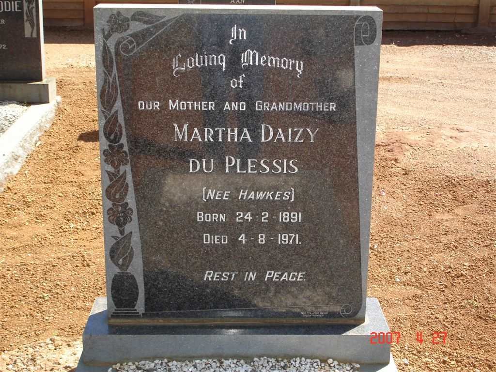 PLESSIS Martha Daizy, du née HAWKES 1891-1971