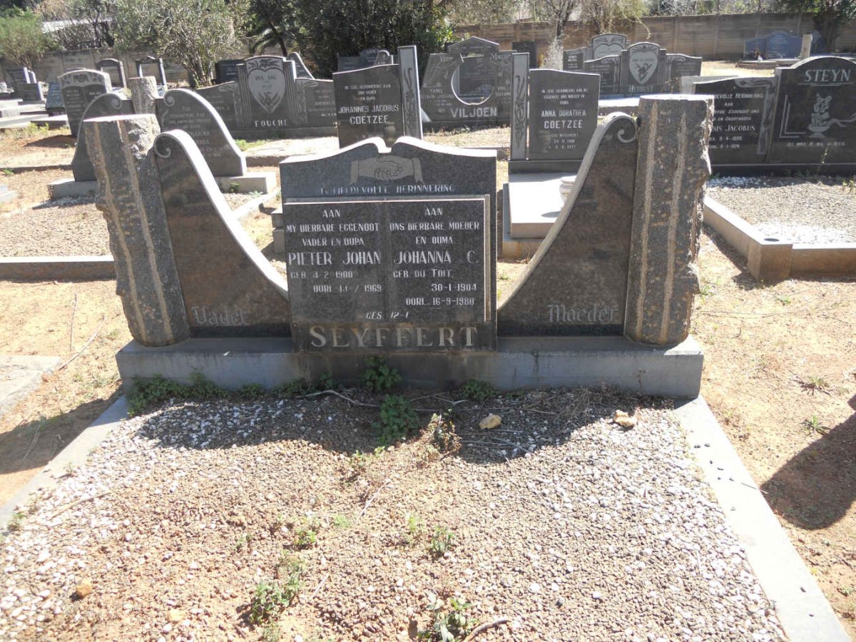SEYFERT Pieter Johan 1900-1969 &amp; Johanna C. DU TOIT 1904-1980