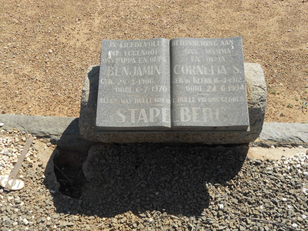 STAPELBERG Benjamin 1906-1970 &amp; Cornelia S. DE KLERK 1912-1994