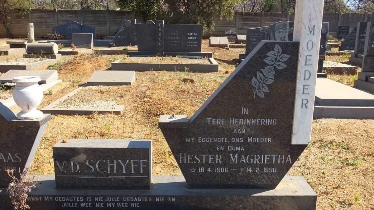 SCHYFF Willem Nicolaas, v.d. 1908-1991 &amp; Hester Magrietha 1906-1990