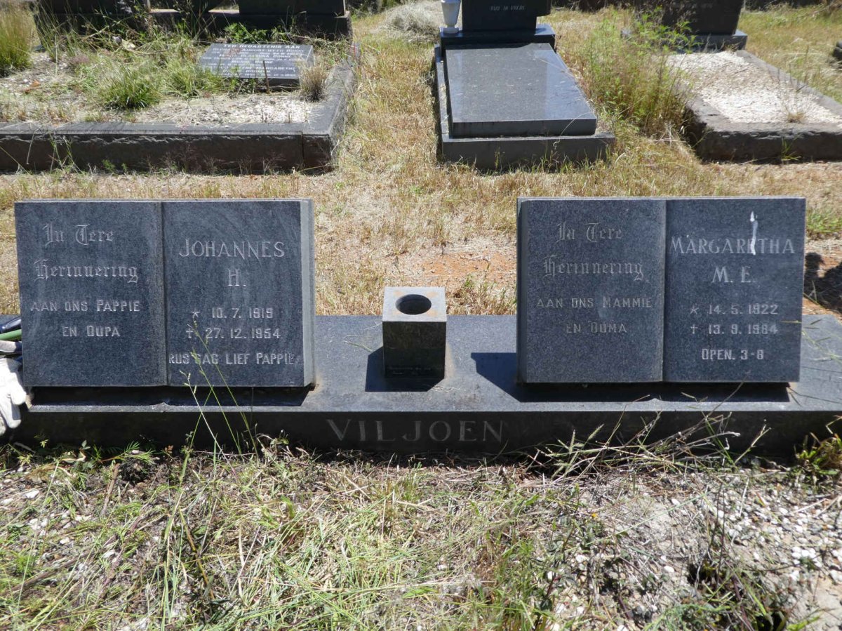 VILJOEN Johannes H. 1919-1954 &amp; Margaretha M.E. 1922-1984