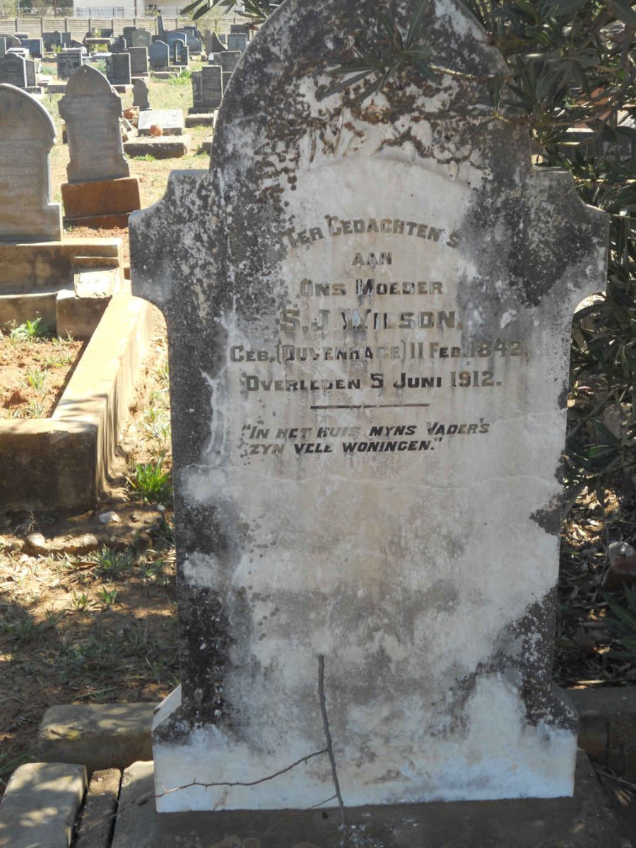 WILSON S.J. nee DUVENHAGE 1842-1912