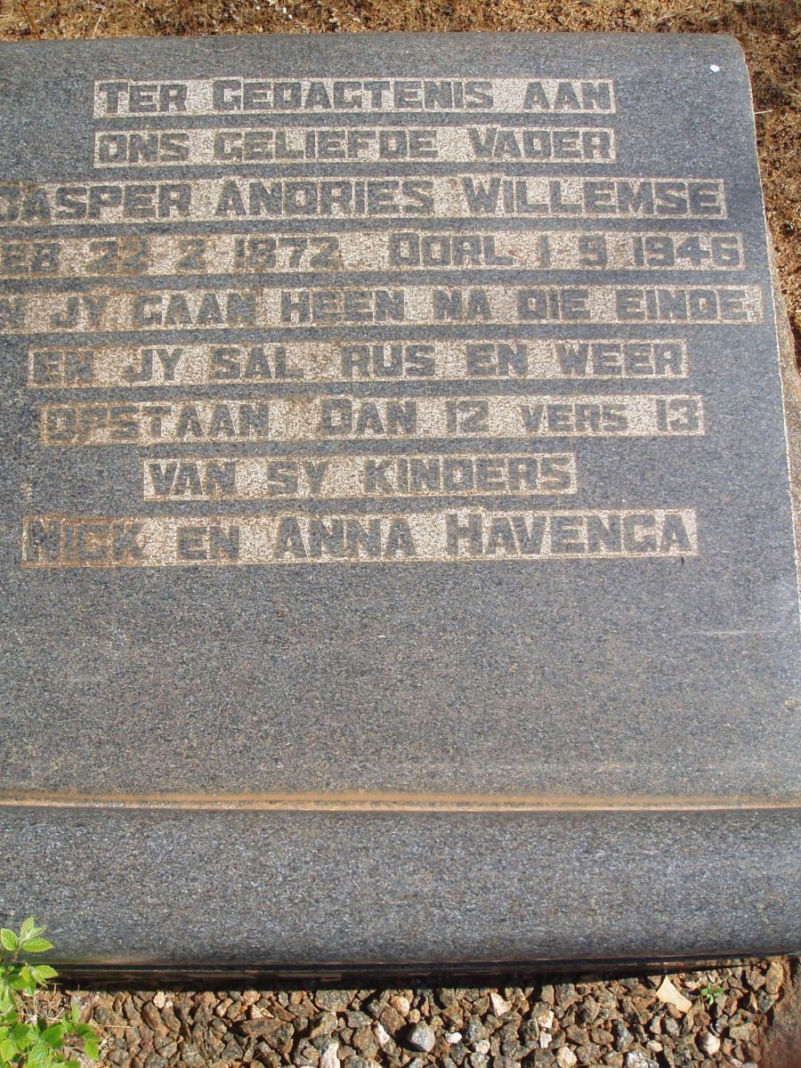 WILLEMSE Casper Andries 1872-1946