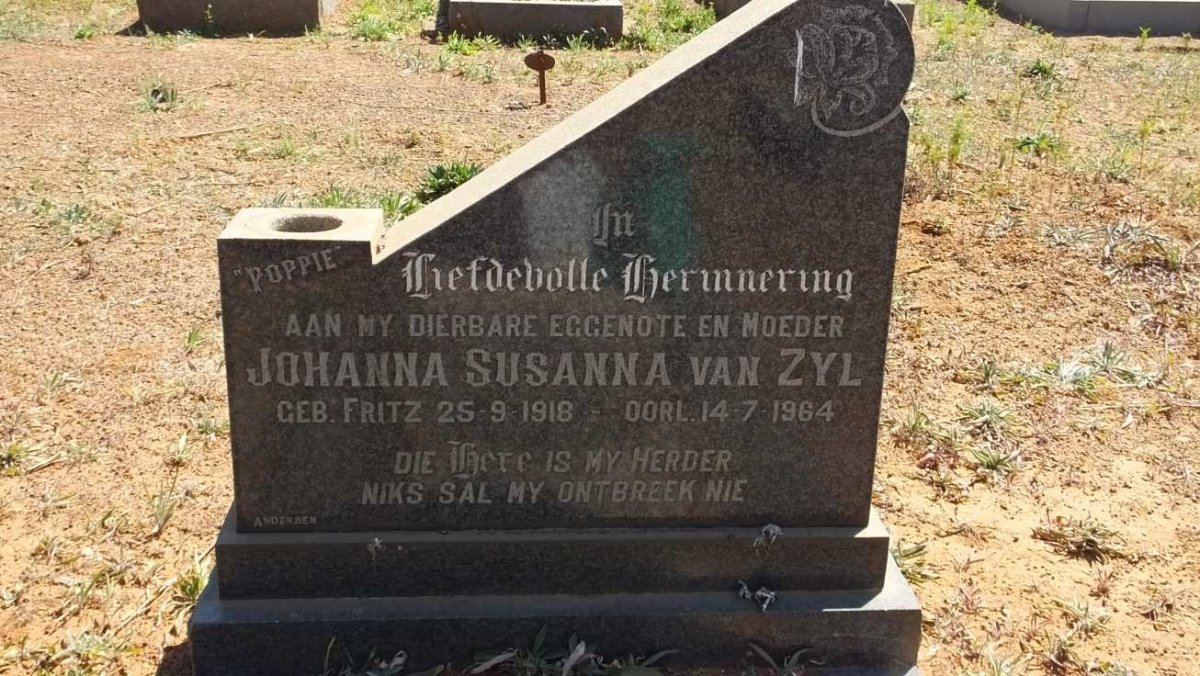 ZYL Johanna Susanna, van nee FRITZ 1918-1964