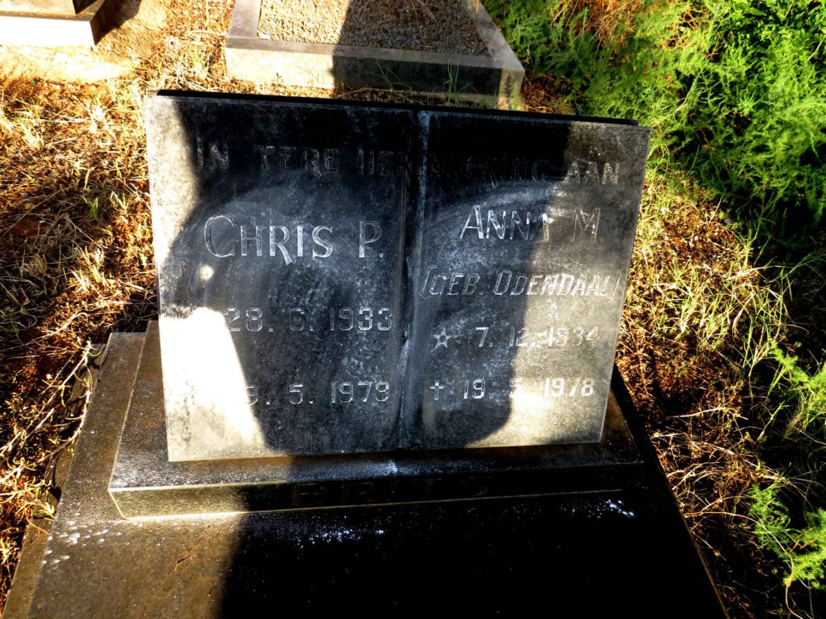 ? Chris P. 1933-1979 & Anna M. ODENDAAL 1934-1978