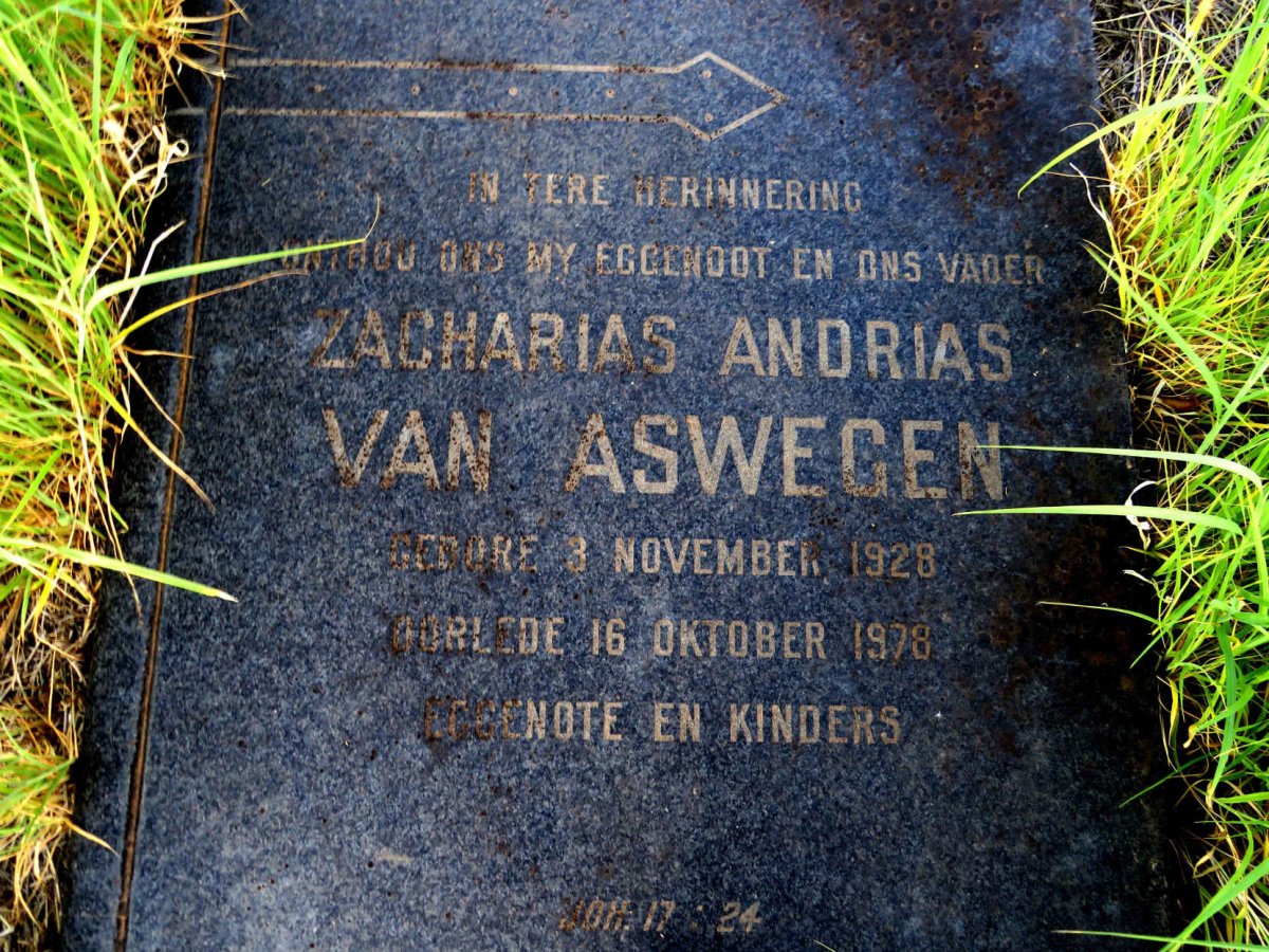 ASWEGEN Zacharias Andrias, van 1928-1978