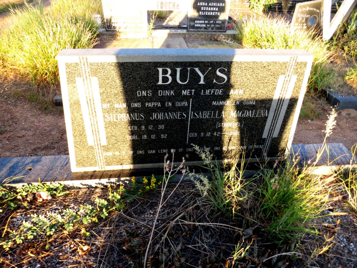 BUYS Stephanus Johannes 1938-1992 & Isabella Magdalena STROEBEL 1942-