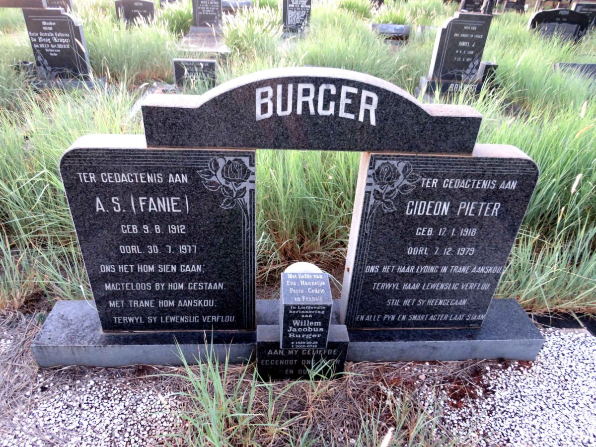 BURGER A.S. 1912-1977 & Gideon Pieter 1918-1979 :: BURGER Willem Jacobus 1939-2010_1