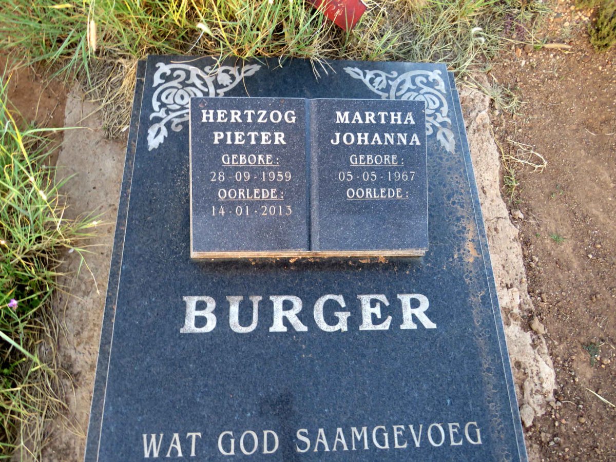BURGER Hertzog Pieter 1959-2013 & Martha Johanna 1967-