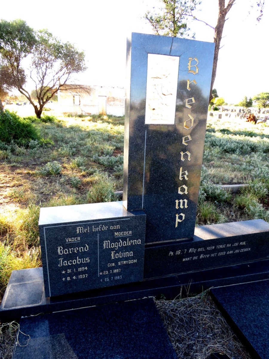 BREDENKAMP Barend Jacobus 1894-1937 & Magdalena Lovinia STRYDOM 1897-1983