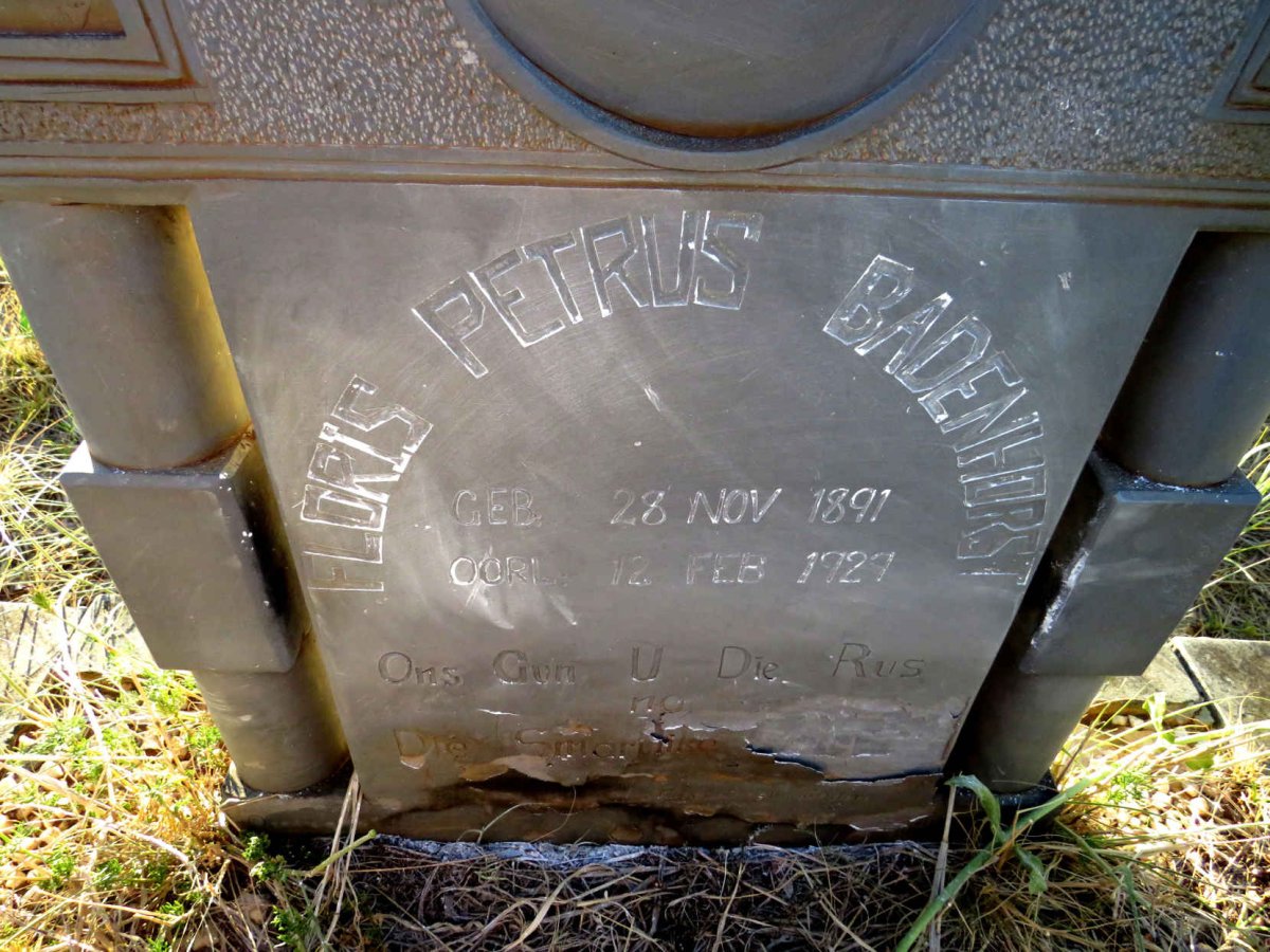 BADENHORST Floris Petrus 1891-1929