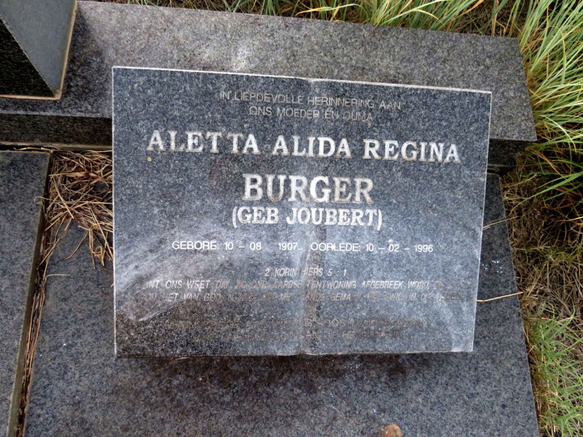 BURGER Willem Jacobus 1910-1998 & Aletta Alida Regina JOUBERT 1907-1996_3