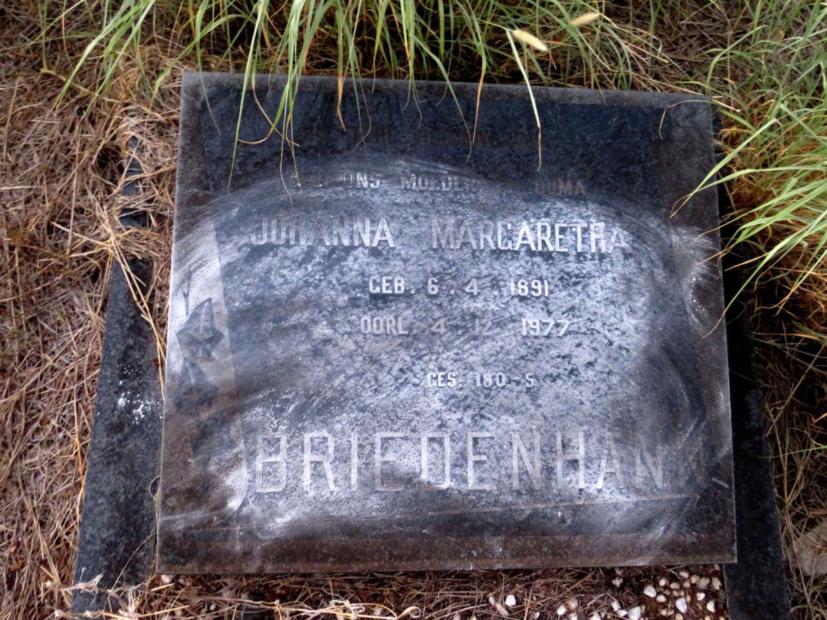 BRIEDENHANN Johanna Margaretha 1891-1977