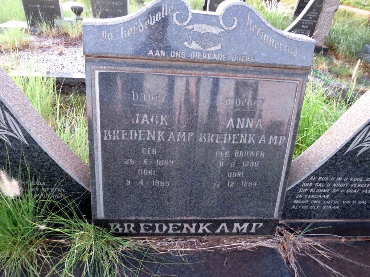 BREDENKAMP Jack 1899-1969 & Anna BRUWER 1890-1984