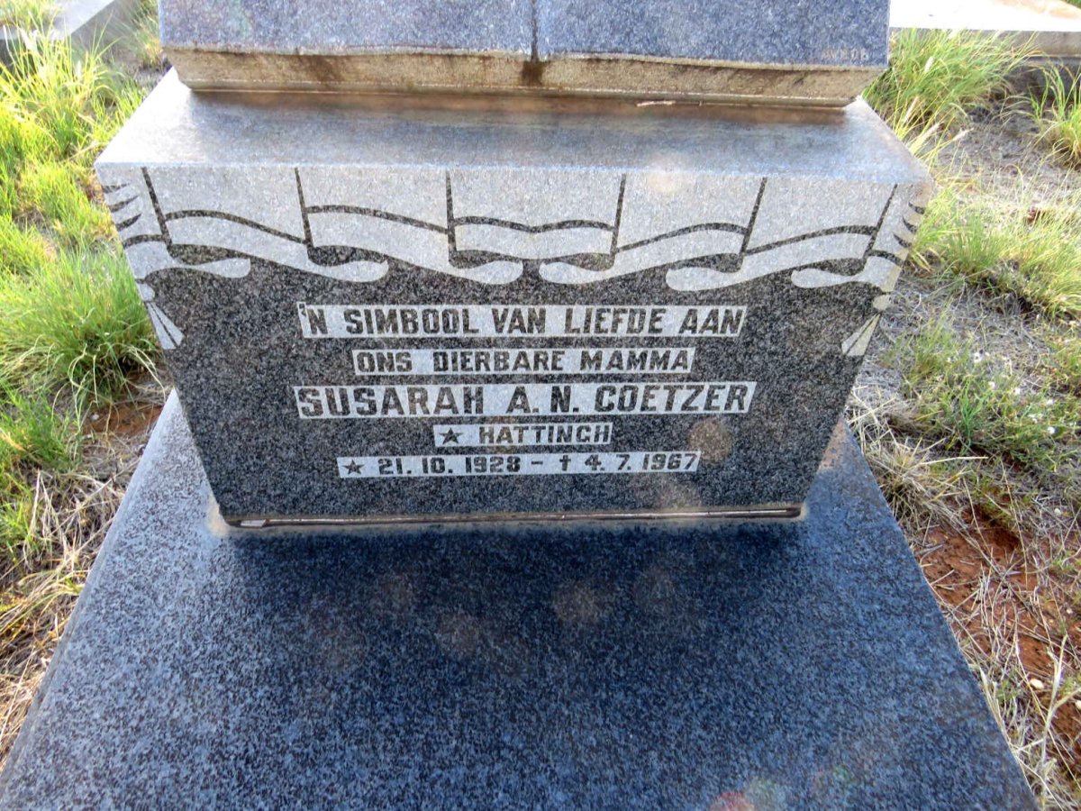COETZER Susarah A.N. nee HATTINGH 1928-1967