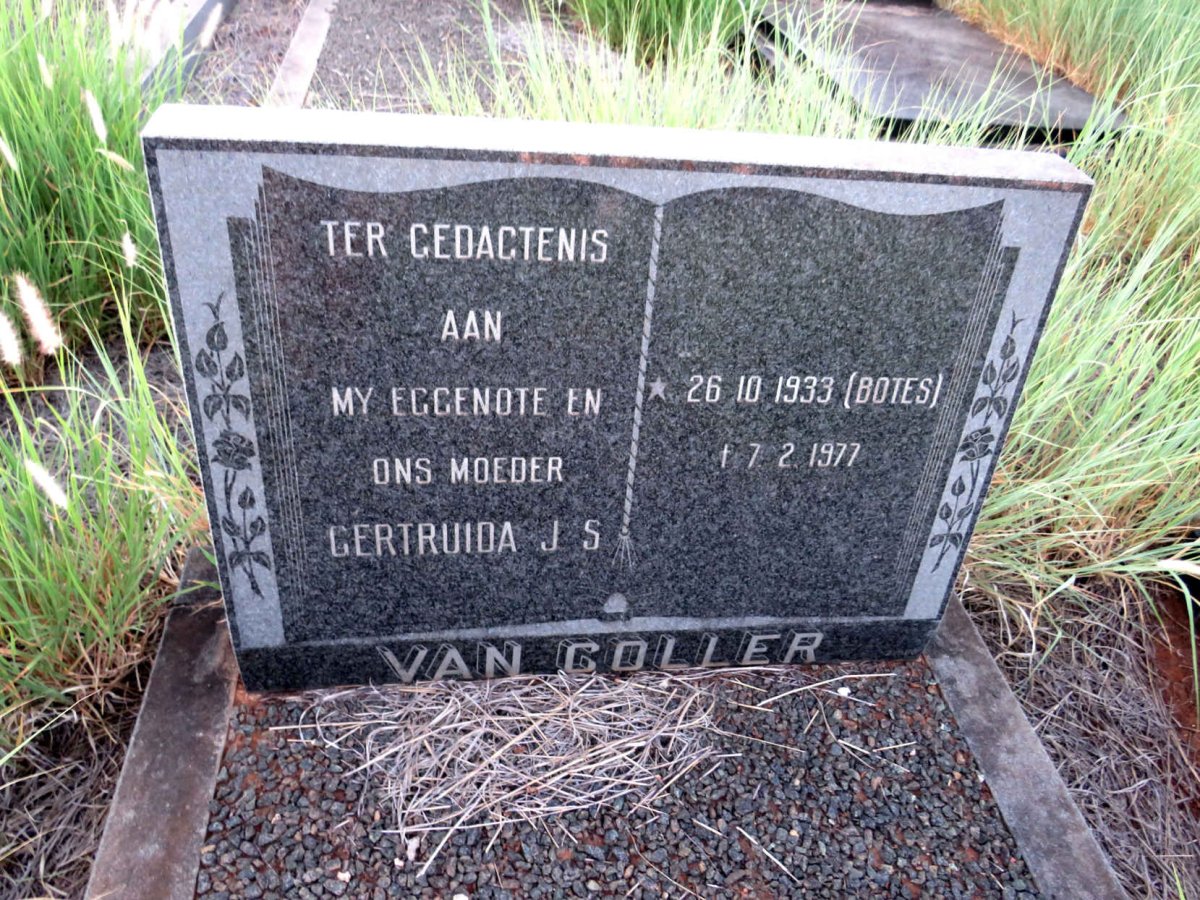 COLLER Gertruida J.S., van nee BOTES 1933-1977