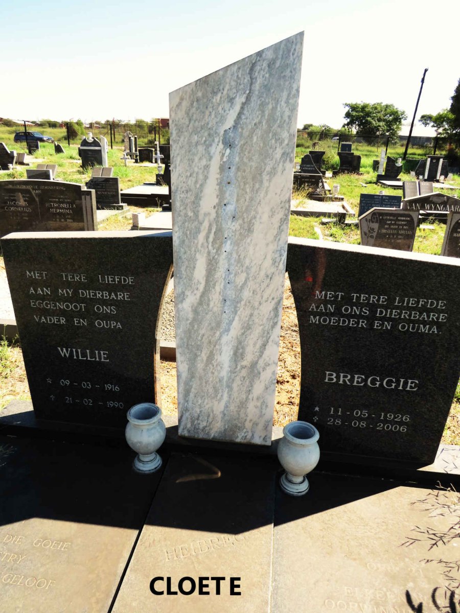 CLOETE Willem Francois 1916-1990 & Heibrecht Cornelia HOUGH 1926-2006