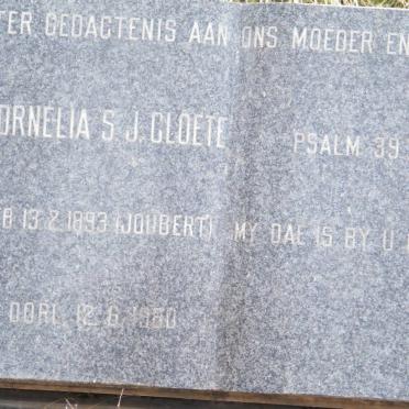 CLOETE Cornelia S.J. nee JOUBERT 1893-1980