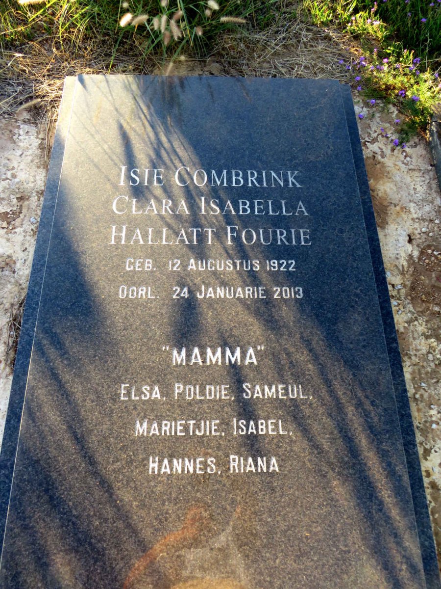 FOURIE Isie Combrink Clara Isabella Hallatt 1922-2013
