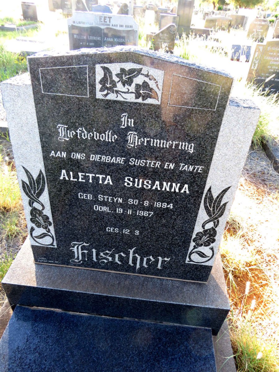 FISCHER Aletta Susanna nee STEYN 1884-1967